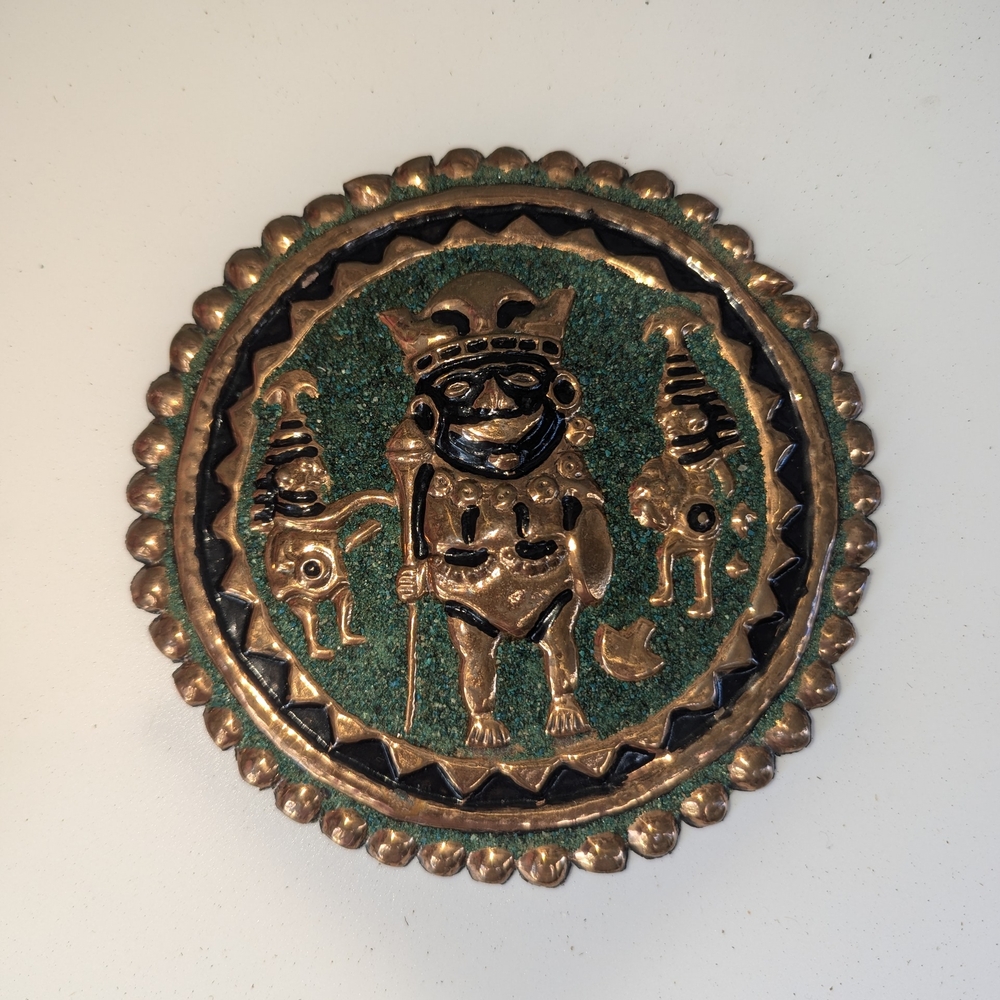 Vintage Aztec Copper B Decorative Wall Plate